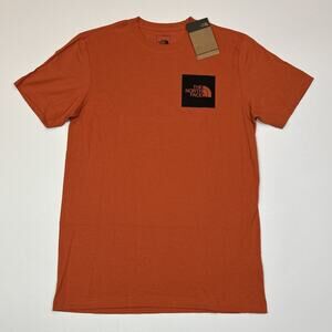 The North Face Men’s Medium T-Shirt Orange NWT Short Sleeve 100% Cotton Box Logo